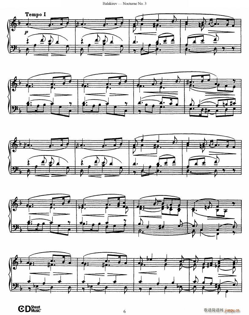 Balakirev Nocturne No 3 Nocturne No 3(十字及以上)6