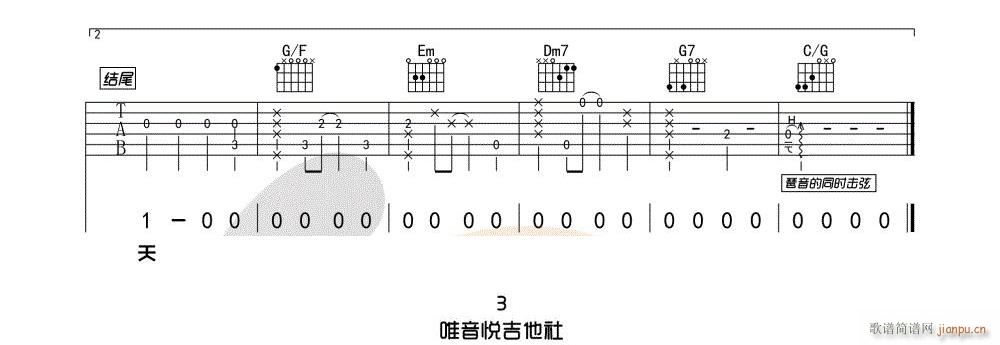 成全 C调指法原版编配(吉他谱)3