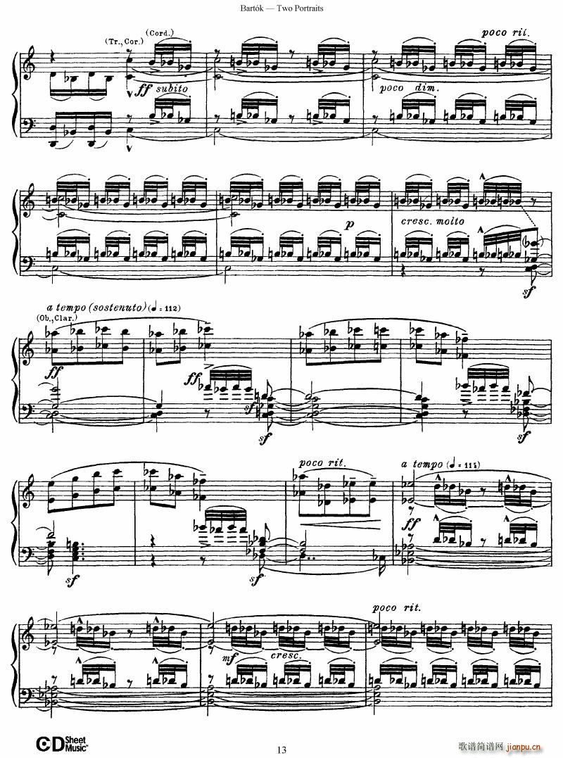 Bartok SZ 37 Two Portraits op 5(钢琴谱)13