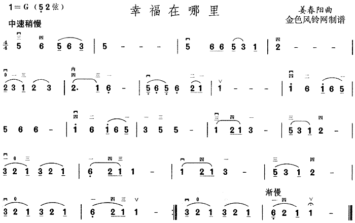 幸福在哪里(二胡谱)1