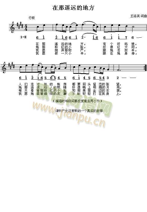 在那遥远的地方(葫芦丝谱)1