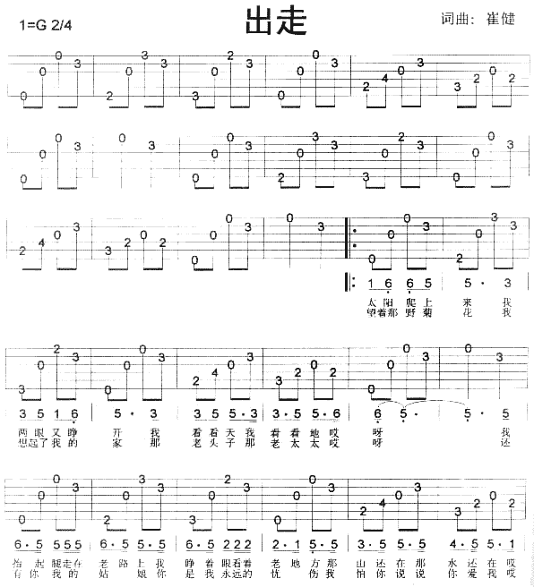 出走(吉他谱)1