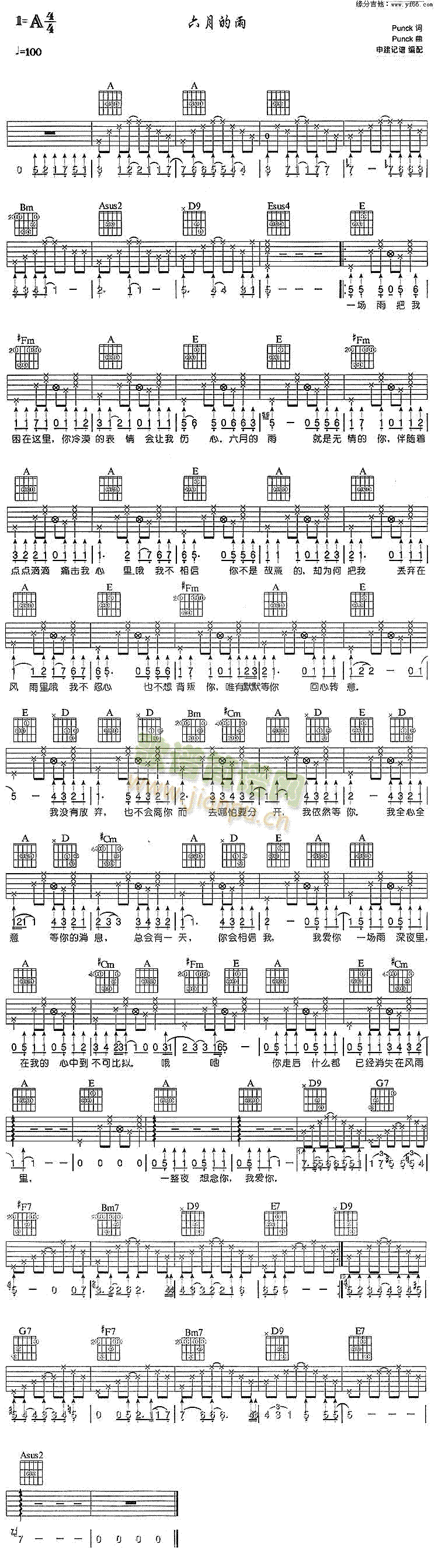 六月的雨(吉他谱)1