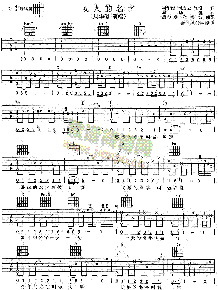 女人的名字(吉他谱)1