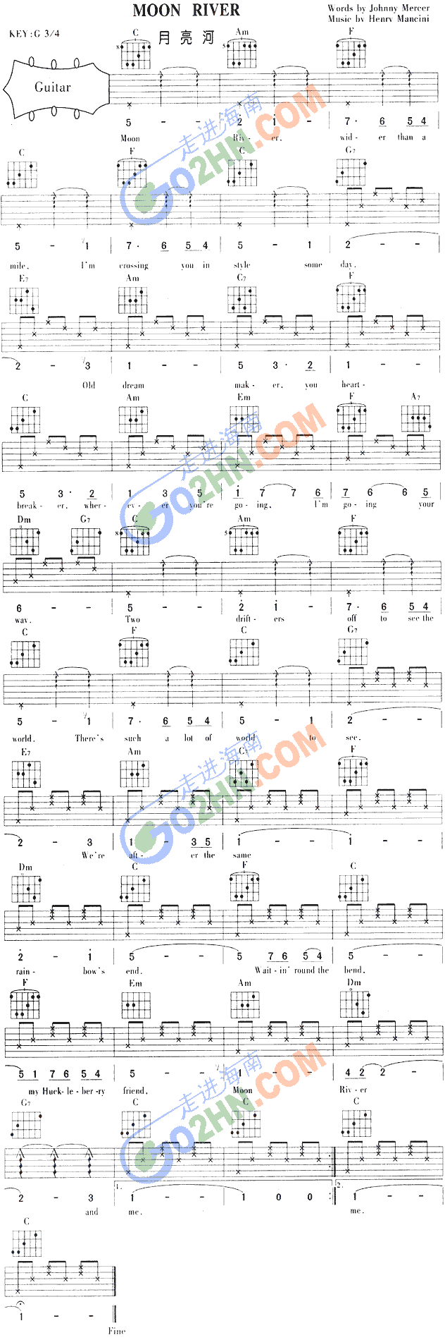 MOONRIVER(吉他谱)1