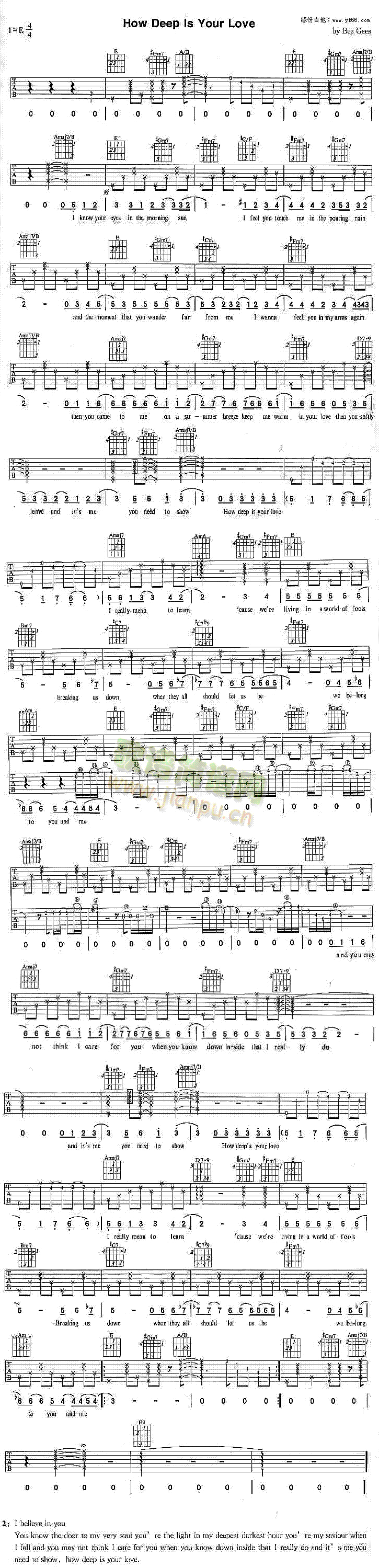 HowDeepIsYourLove(吉他谱)1