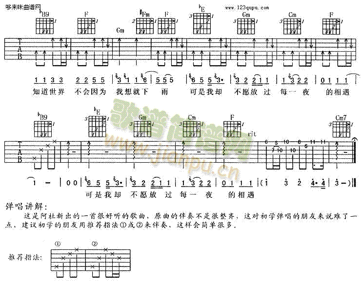 下雨的时候会想你-阿杜(吉他谱)3