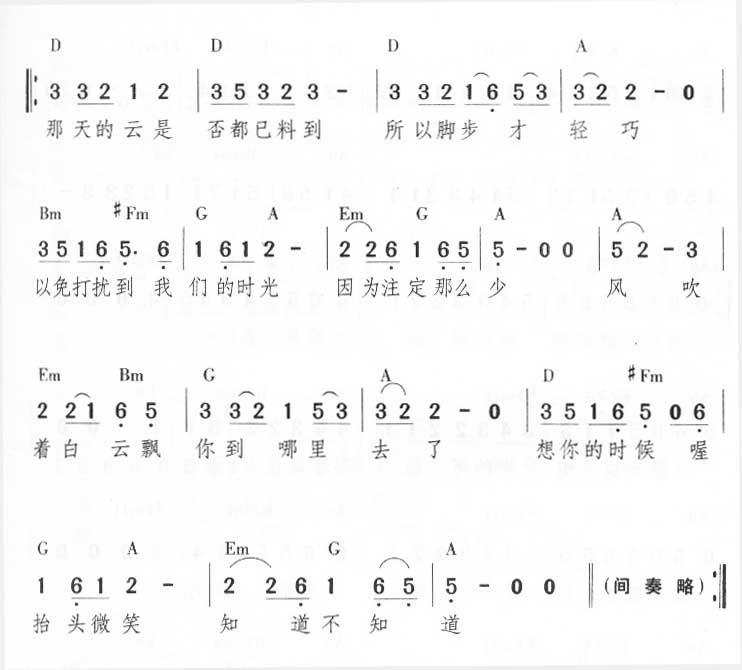 知道不知道(五字歌谱)1