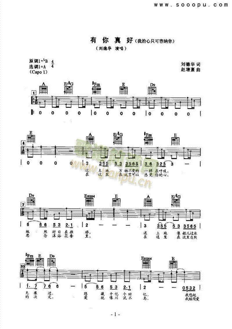 有你真好吉他类流行(其他乐谱)1