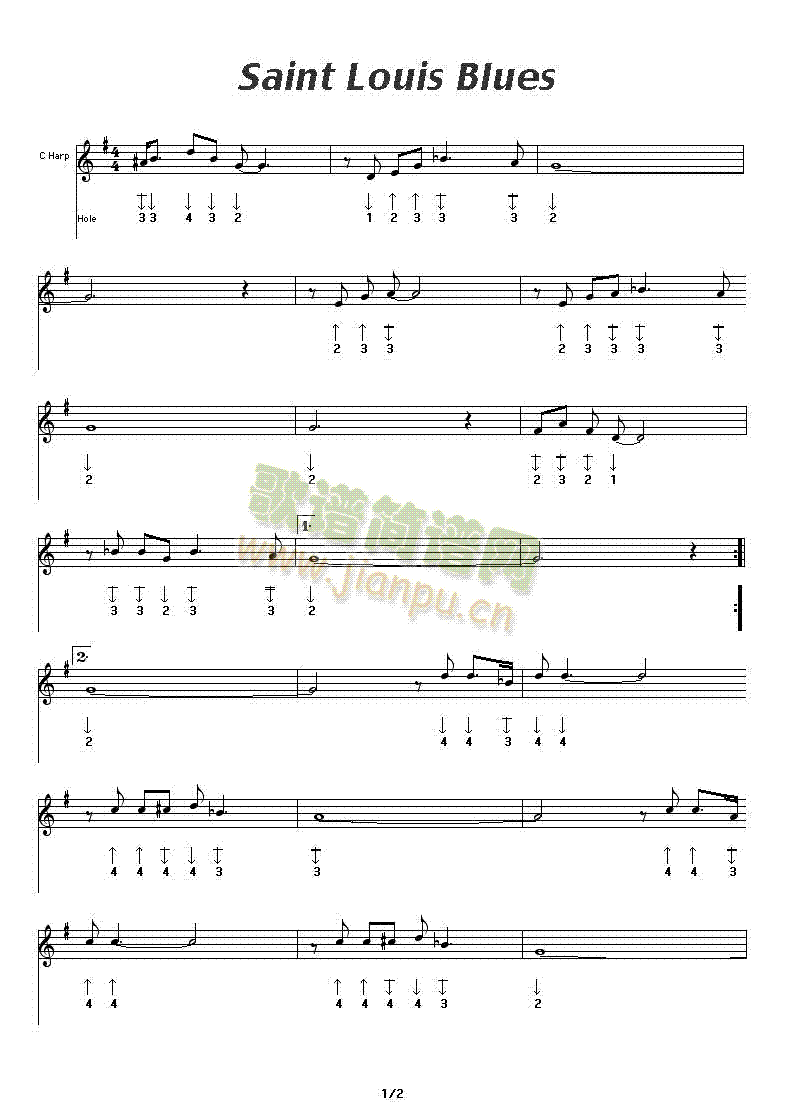 saintlouisblues口琴谱(其他乐谱)1