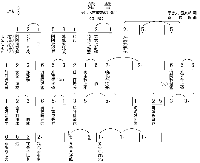 芦笙恋歌插曲：婚誓(九字歌谱)1