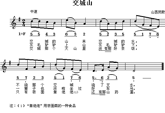 山西民歌：交城山(钢琴谱)1