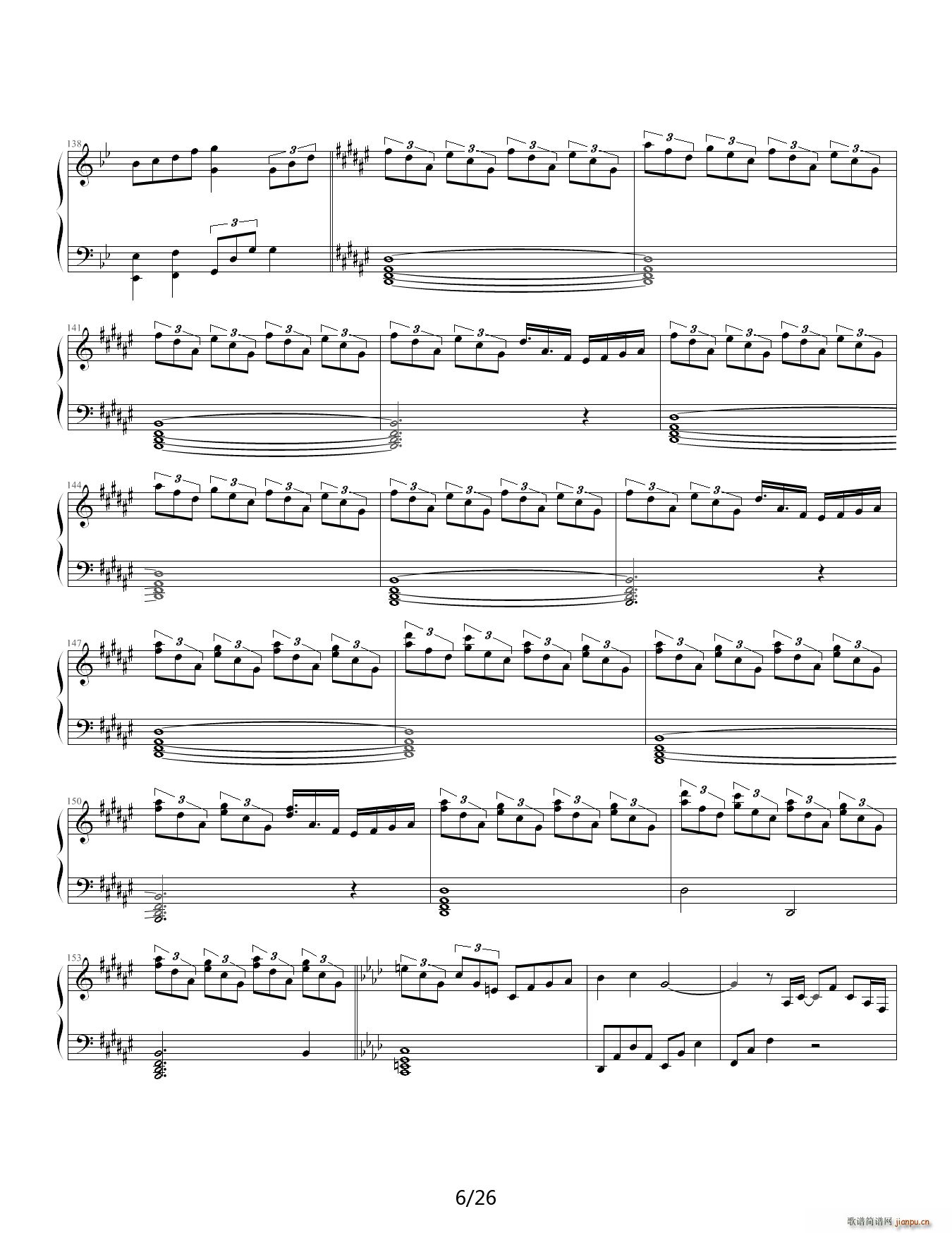 狂荬物w翔幻想 88IP酷使h 降A调(钢琴谱)6