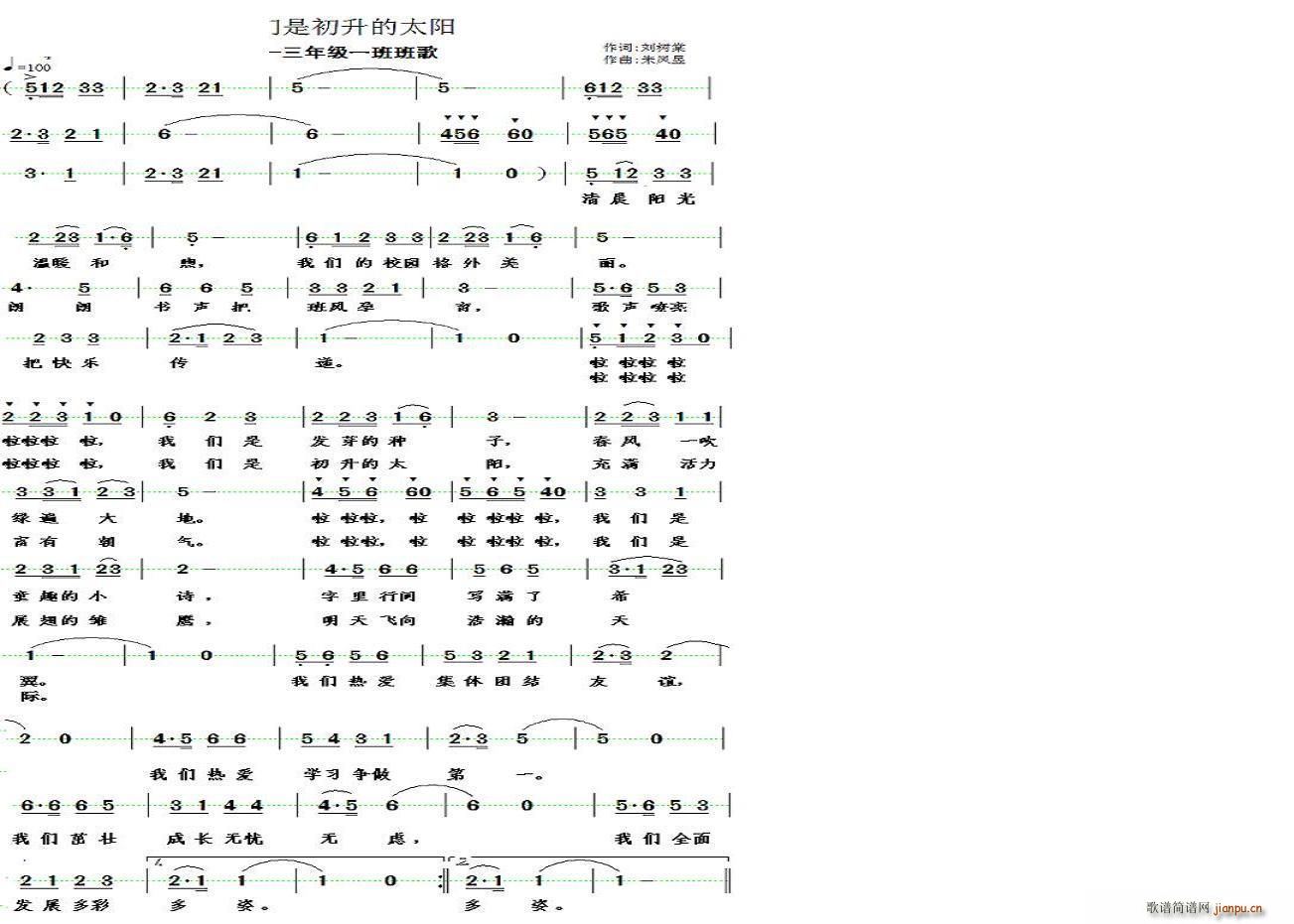 我们是初升的太阳(八字歌谱)1