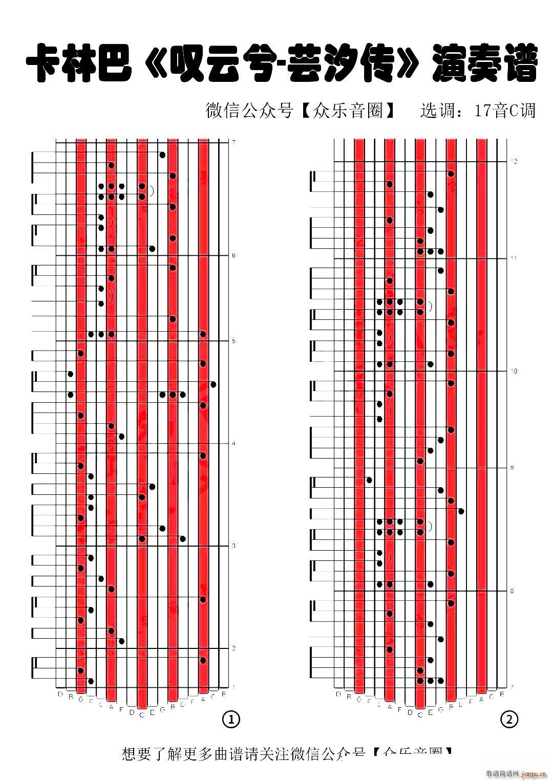 叹云兮 拇指琴卡林巴琴专用谱(十字及以上)1