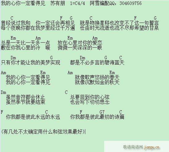 我的心你一定看得见(吉他谱)1
