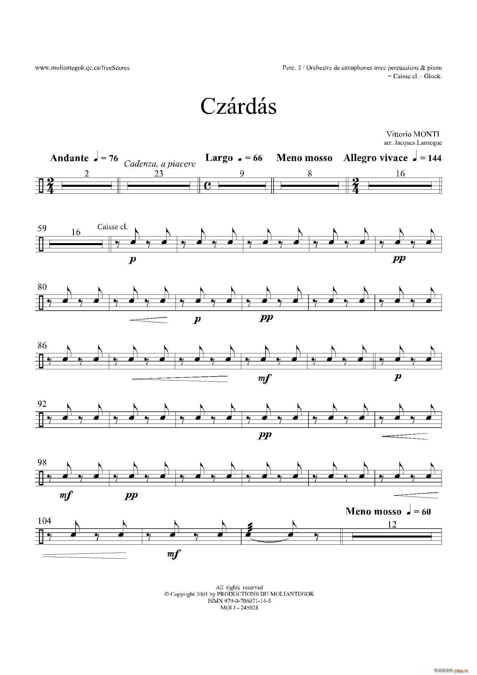 czardas 查尔达斯 15重奏 5副打击乐 其他(总谱)3