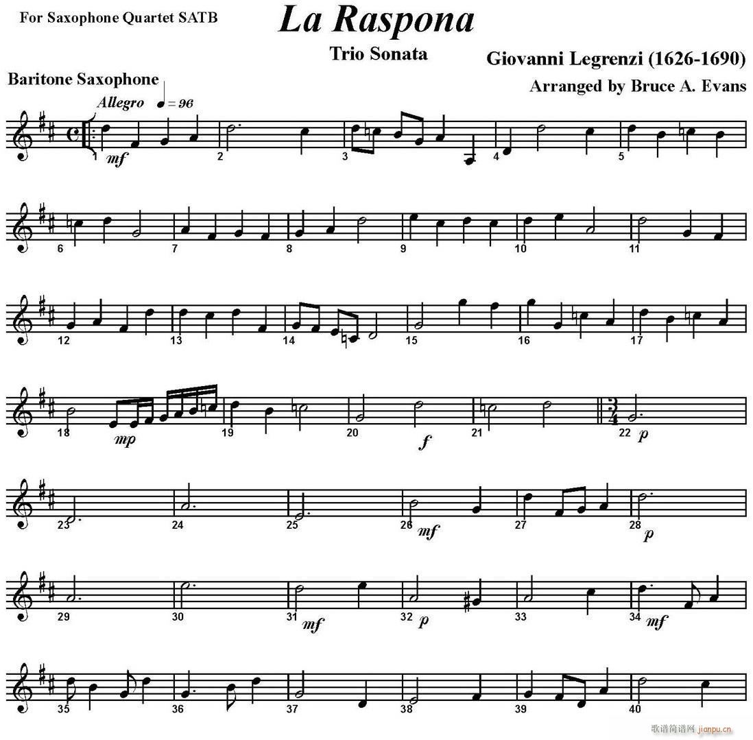 La Raspona 四重奏 上低音萨克斯(总谱)1