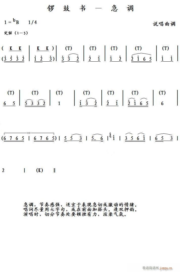 锣鼓书 急调(六字歌谱)1