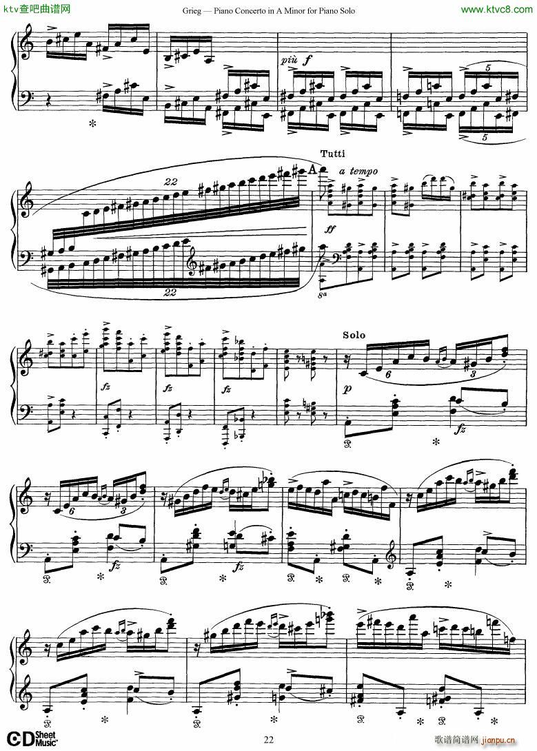 Grieg Piano Concerto solo arr 2 byGrieg(钢琴谱)22