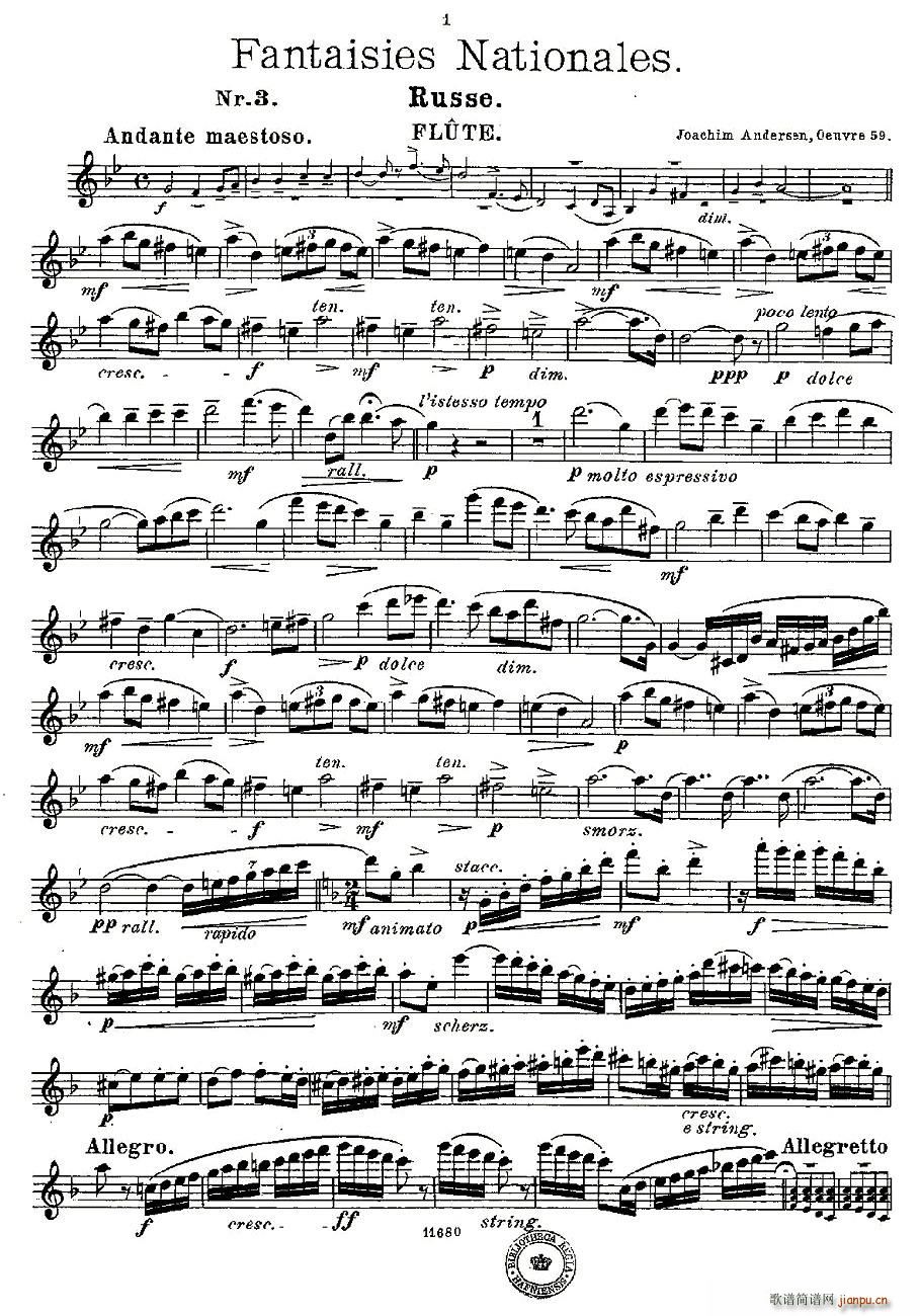 Fantaisies nationales. Op. 59, 3.(笛箫谱)1