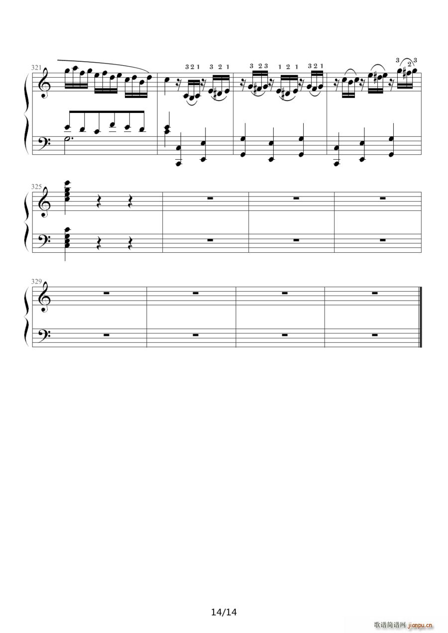小星星变奏曲 K 265 带指法 Mozart 莫扎特(十字及以上)14