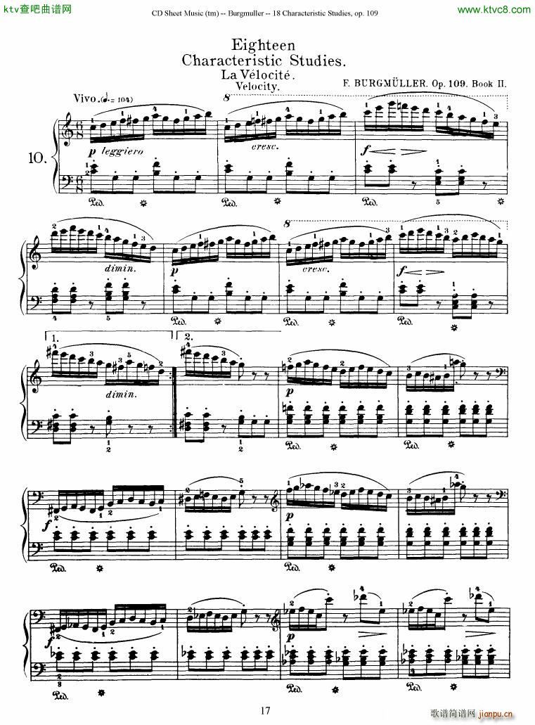 Burgmuller 18 characteristic studies op109(钢琴谱)17