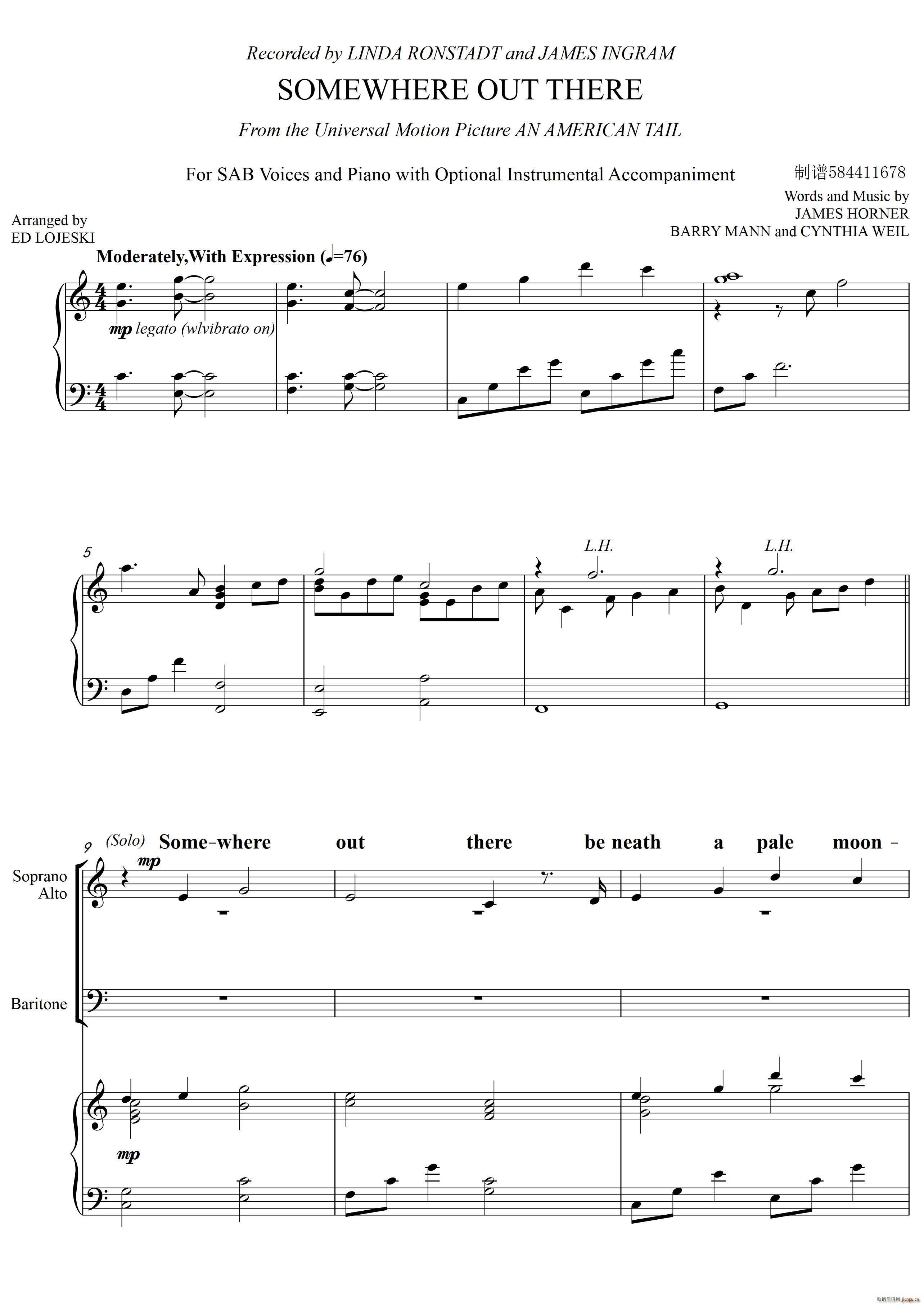 SOMEWHERE OUT THERE合唱谱(合唱谱)1