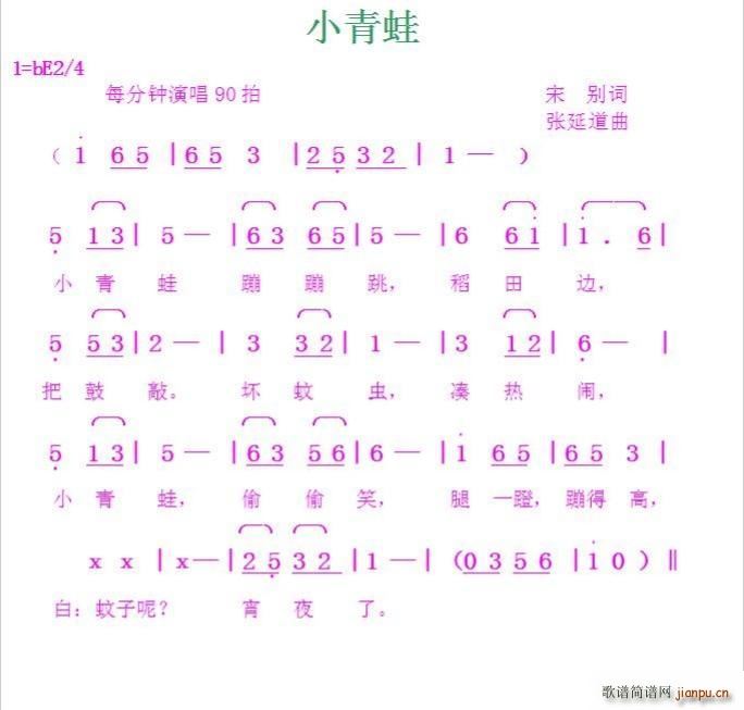 小青蛙 张延道曲(八字歌谱)1