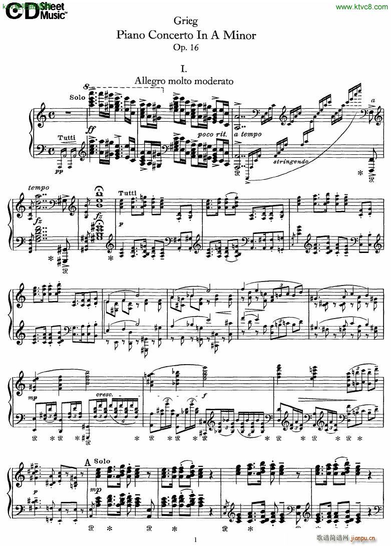 Grieg Piano Concerto solo arr 2 byGrieg(钢琴谱)1