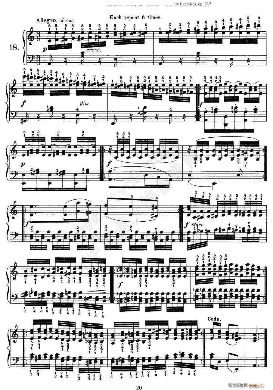 Czerny 40 Daily Exerci Op 337 16 20 40首日常训练曲(钢琴谱)3