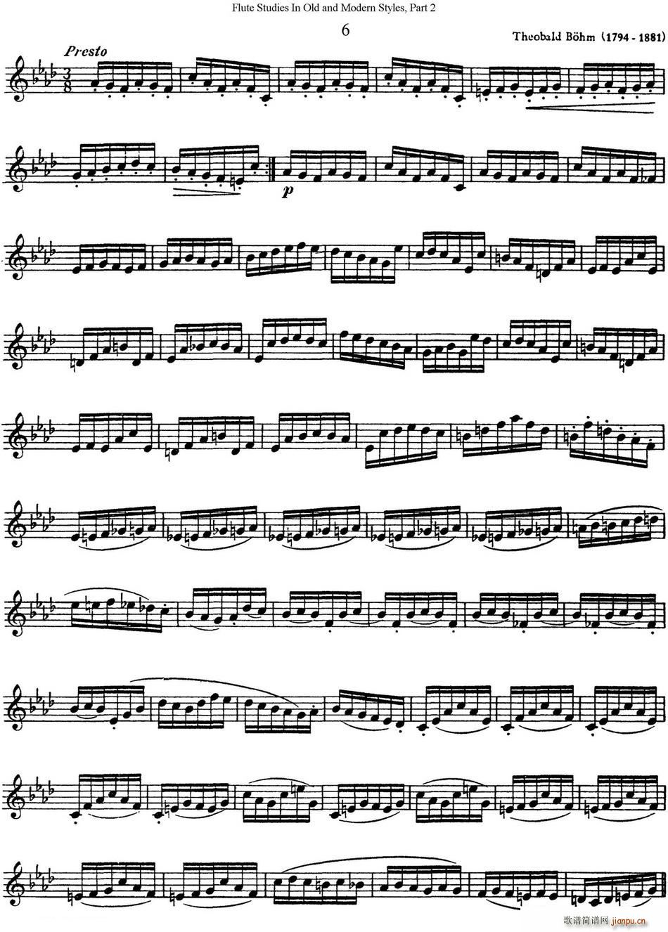 斯勒新老风格长笛练习重奏曲 第二部分 NO 6 长笛(笛箫谱)1