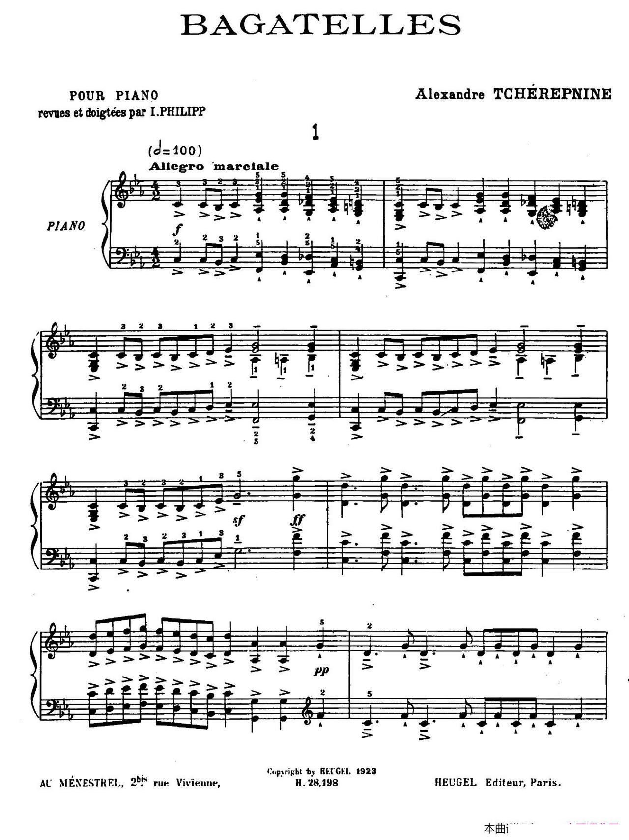 Ten Bagatelles Op 5 10首小品 1 c小调(十字及以上)1