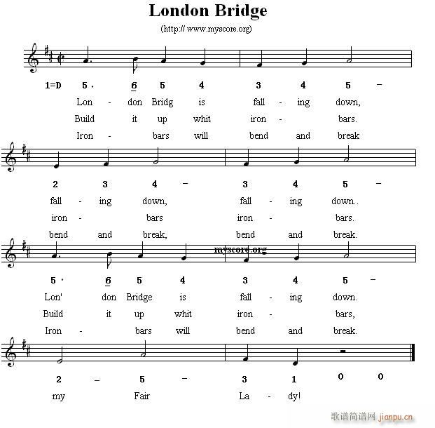 英文儿歌 London Bridge(十字及以上)1