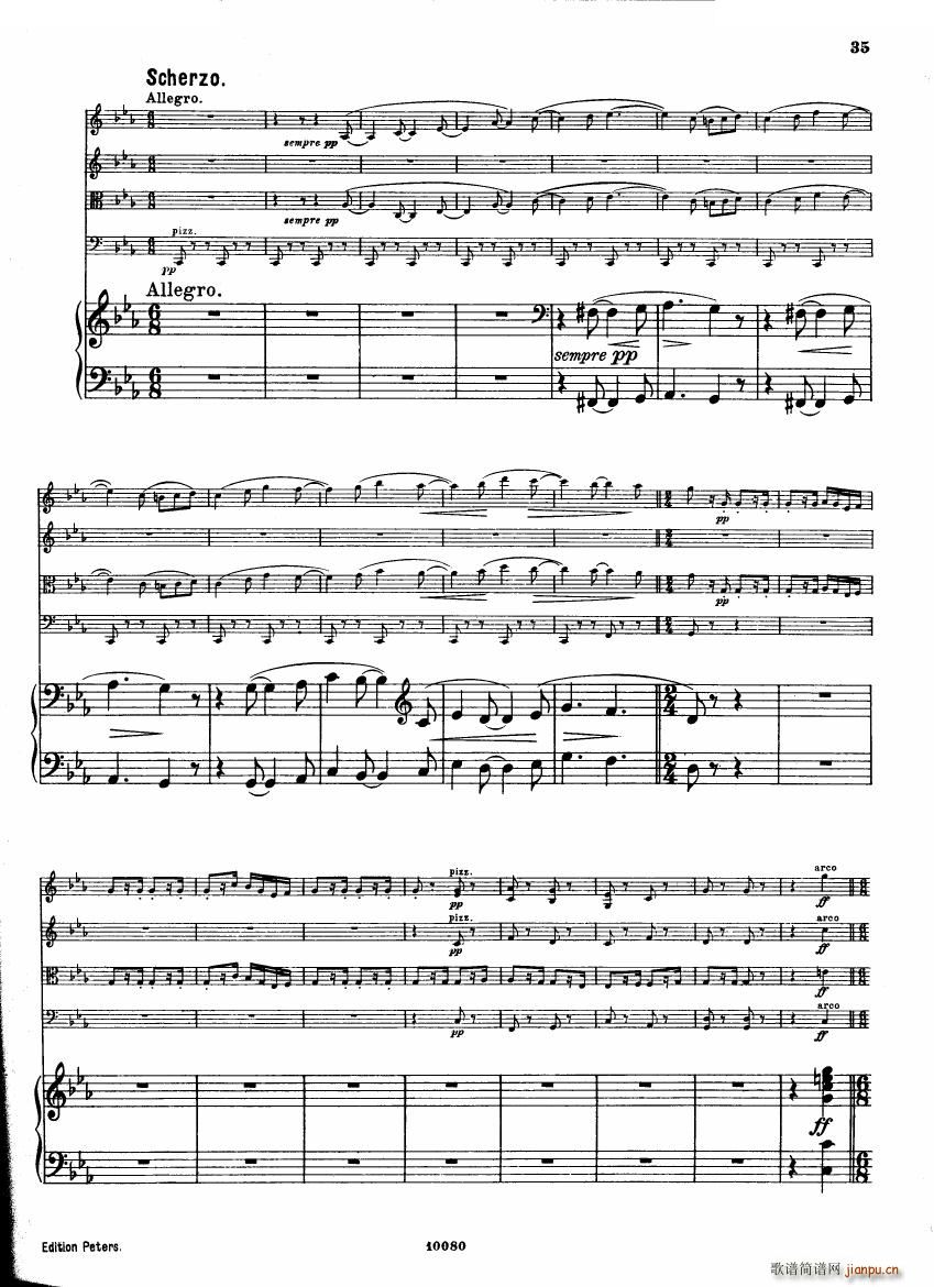Brahms op 34 Piano Quintet f minor score 一(钢琴谱)34