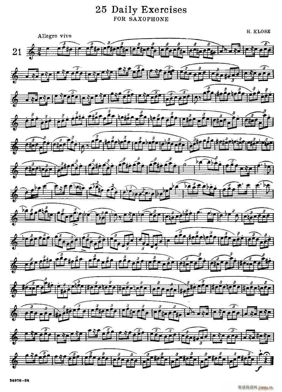 klose 25首萨克斯练习曲 21(十字及以上)1