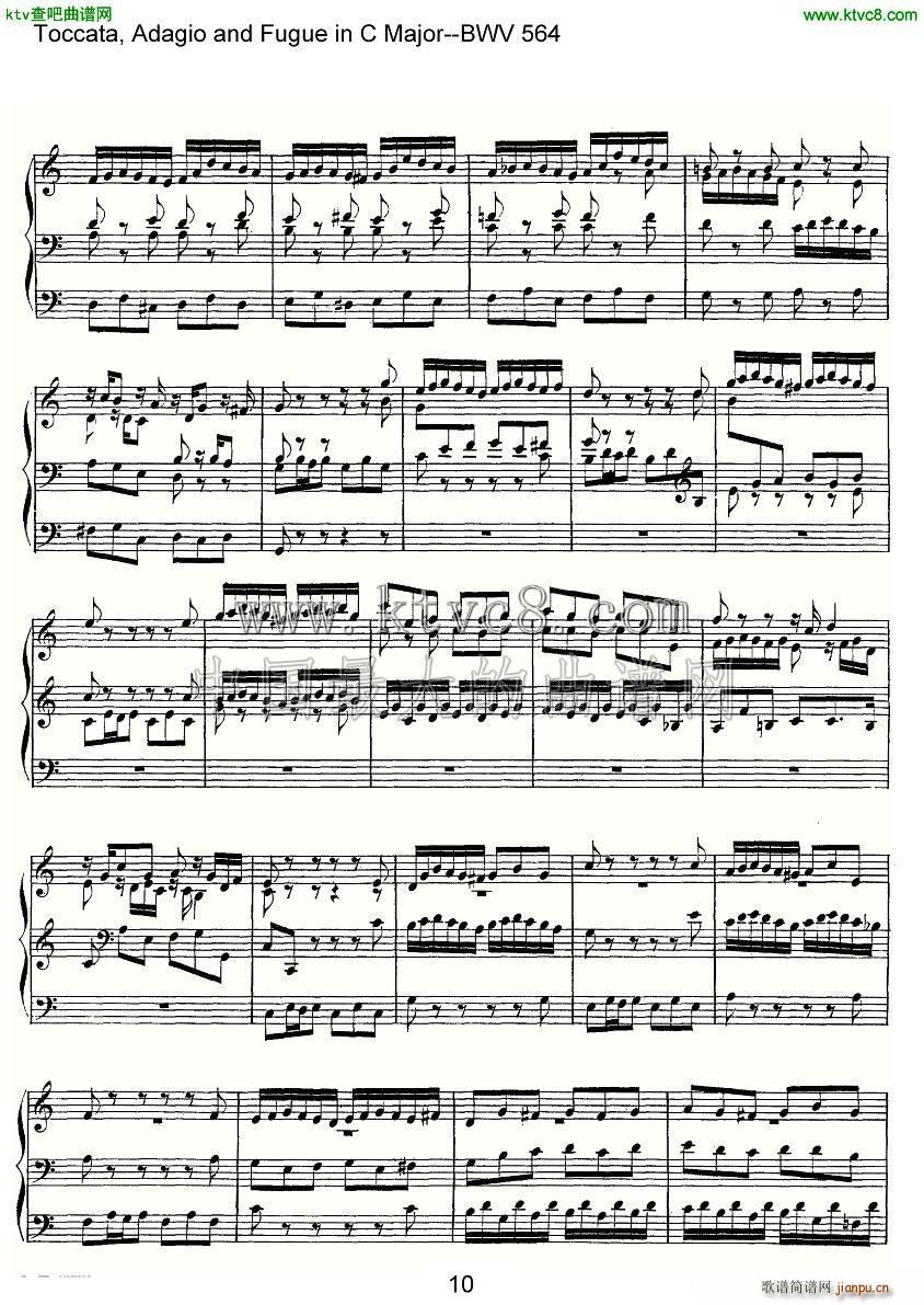 Toccata Adagio and Fugue in C Major BWV 564 管风琴谱(十字及以上)10