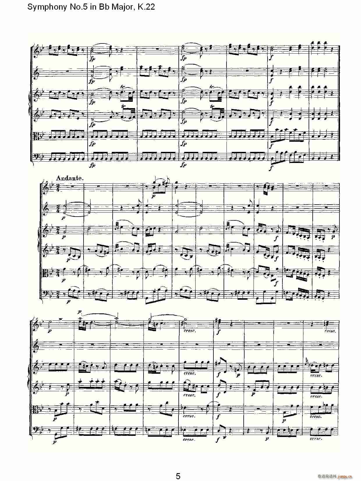 Symphony No.5 in Bb Major, K.22(十字及以上)5