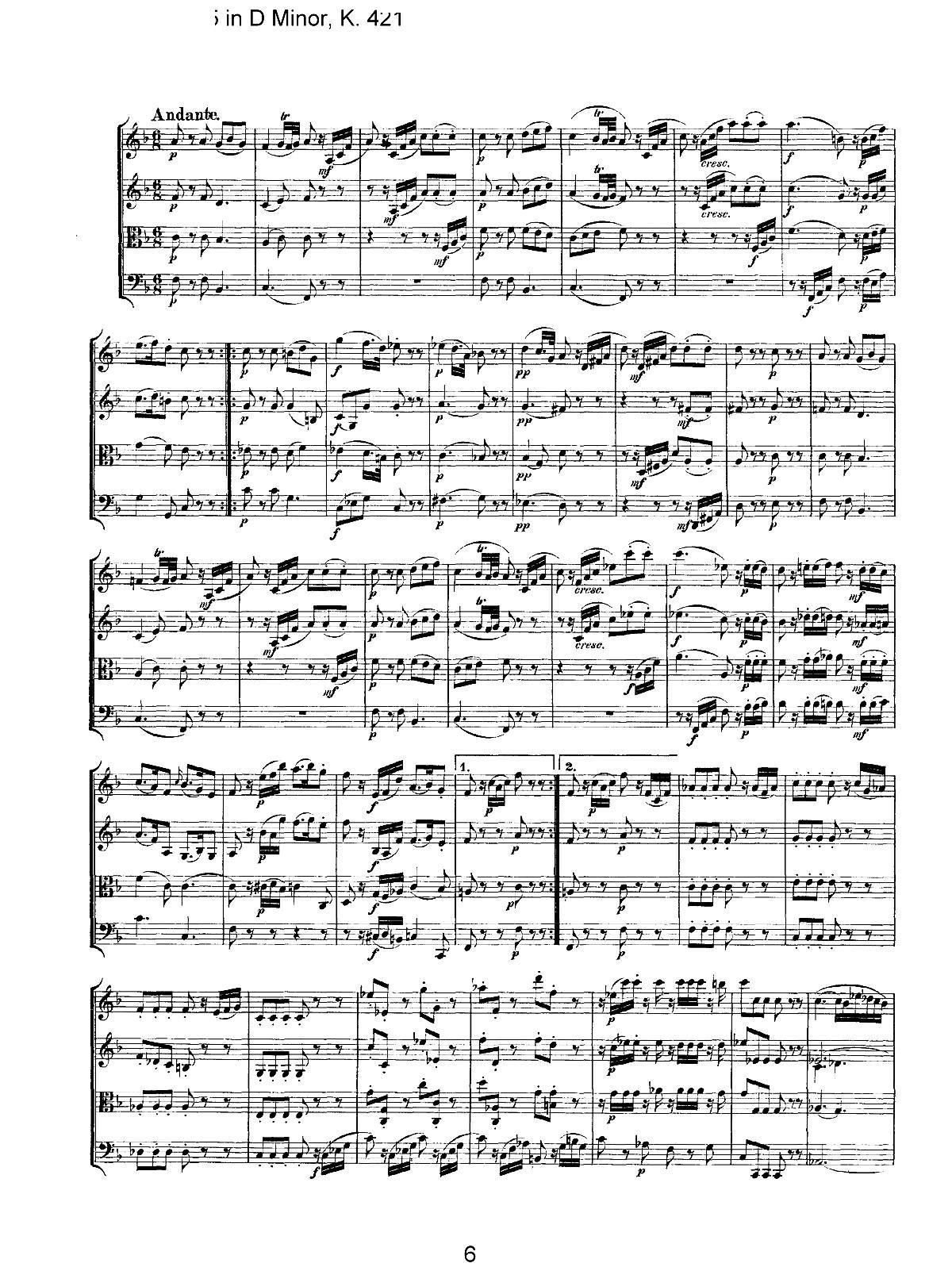 Mozart Quartet No 15 in D Minor K 421(总谱)6