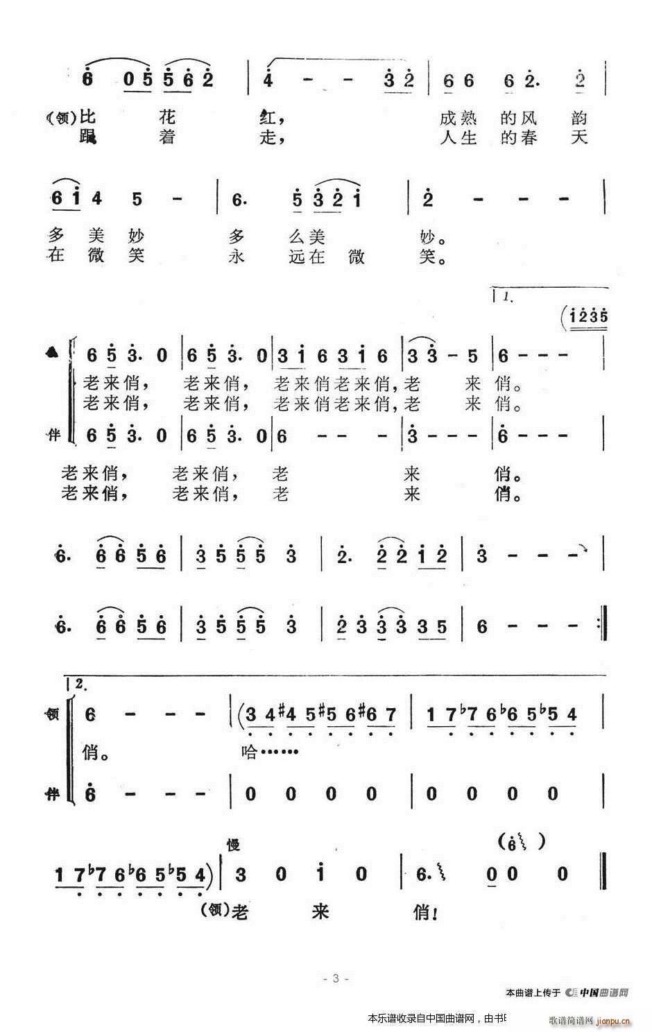 老来俏 表演唱 合唱谱(合唱谱)3