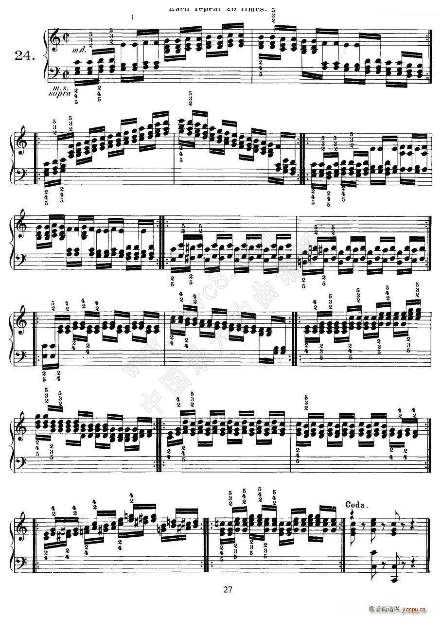 Czerny 40 Daily Exerci Op 337 20 25 40首日常训练曲(钢琴谱)5