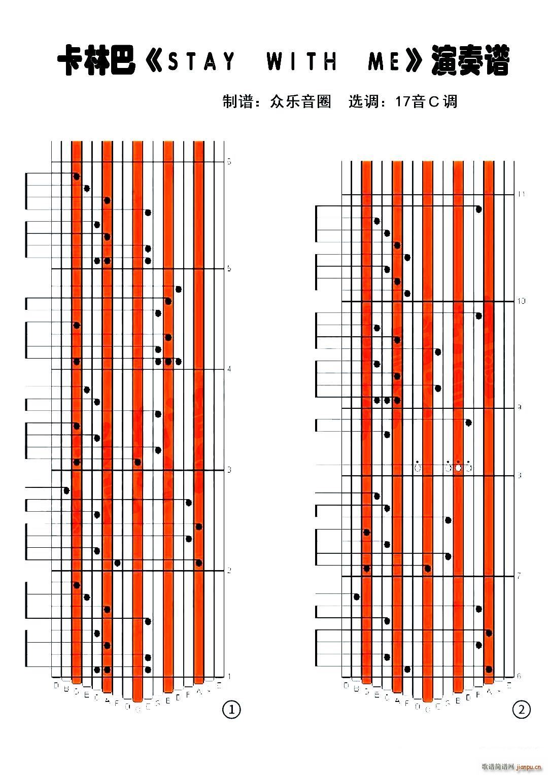 Stay with me 拇指琴卡林巴琴演奏谱(十字及以上)1