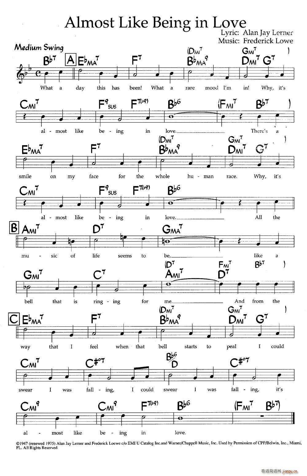 Almost Like Being in Love 带和弦(十字及以上)1