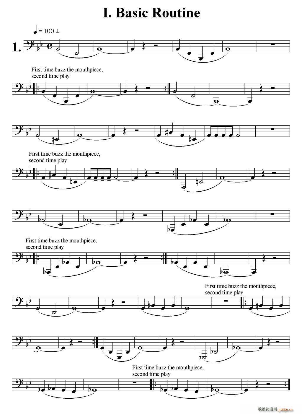 BB flat大号每日练习第一部分 基础练习 铜管(十字及以上)1