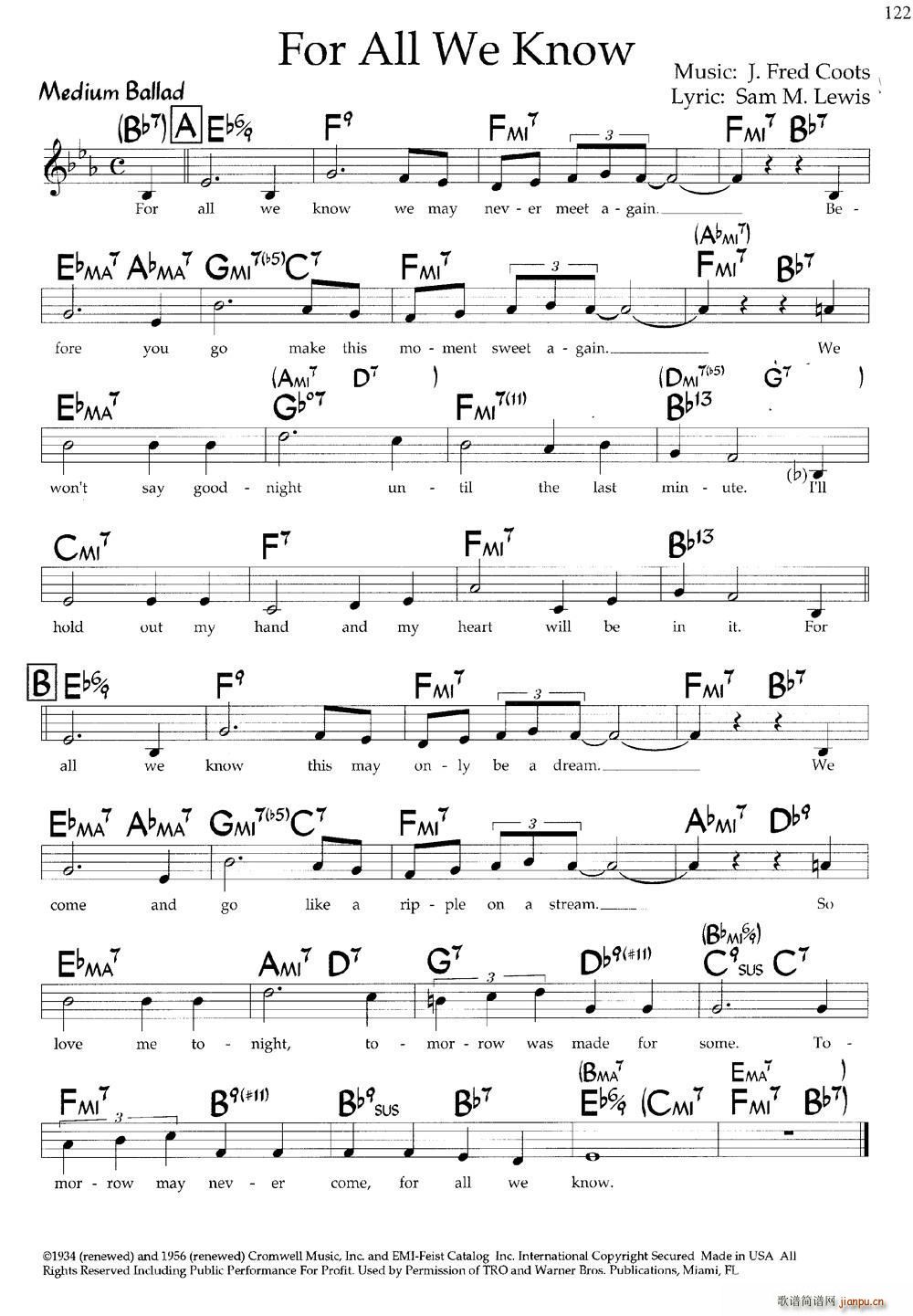 For All We Know 带和弦(十字及以上)1