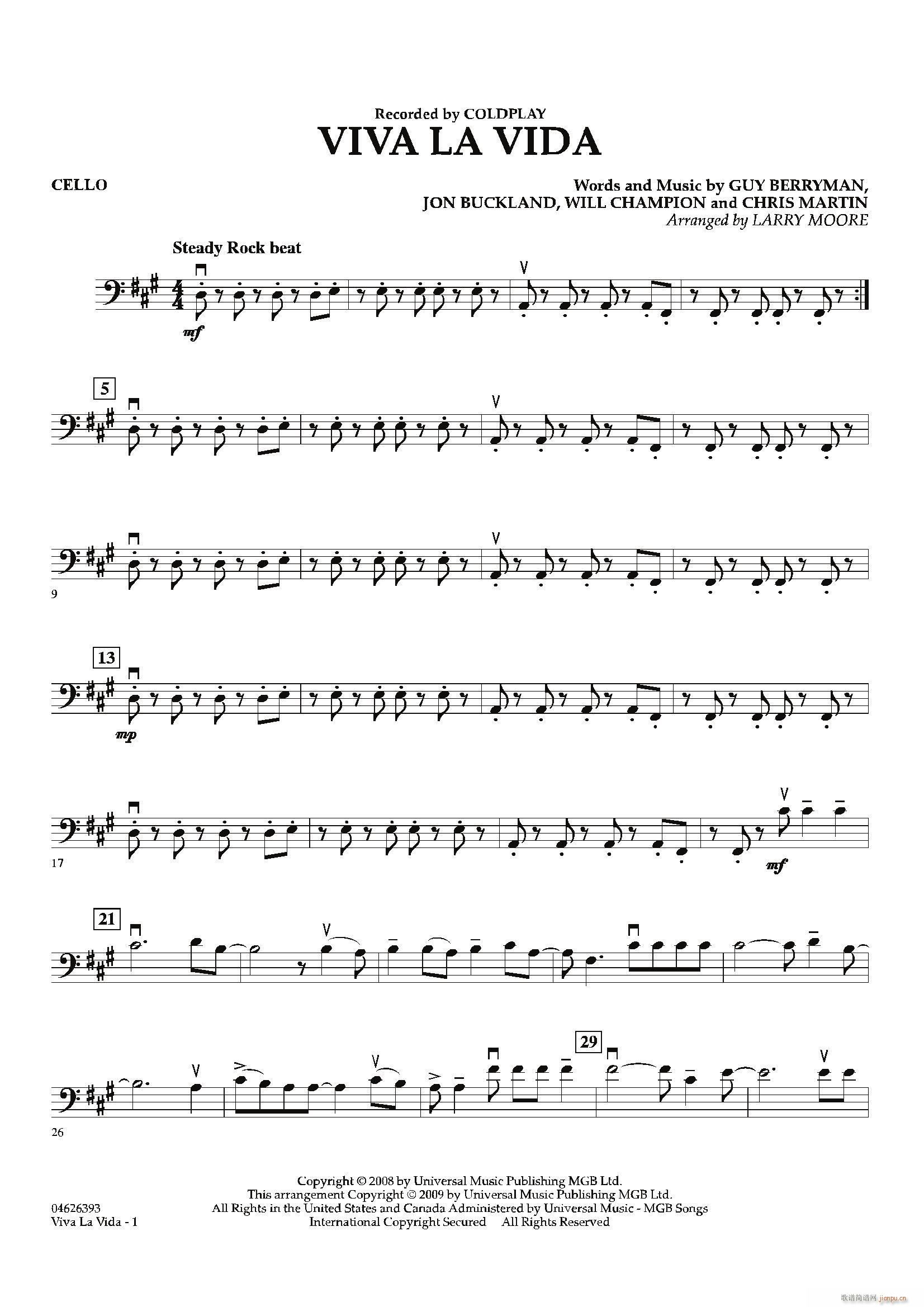 VIVA LA VIDA 大提琴(大提琴谱)1