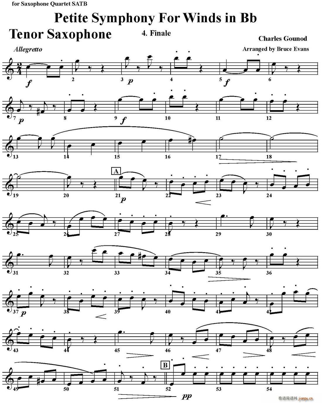 Petite Symphony For Winds in Bb 四重奏 次中音萨克斯(总谱)1