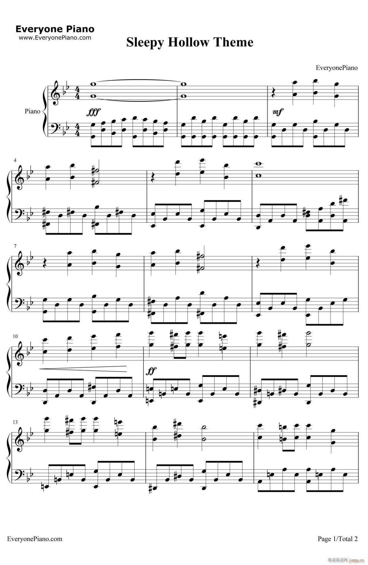 Sleepy Hollow Theme(钢琴谱)1