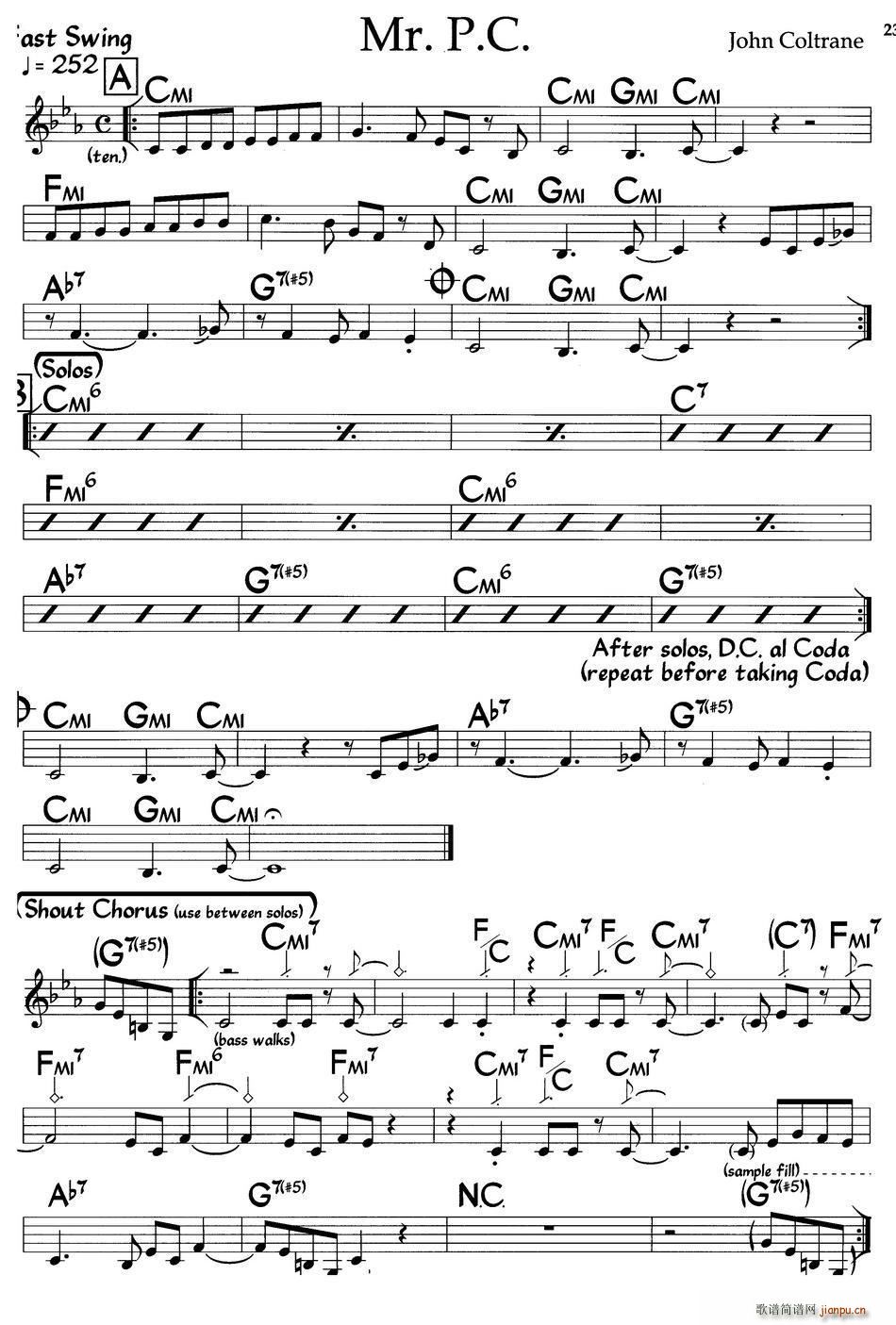 Mr P C 爵士钢琴曲(钢琴谱)1