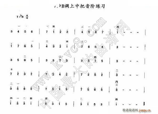 降B调上中把音阶练习 二胡(二胡谱)1